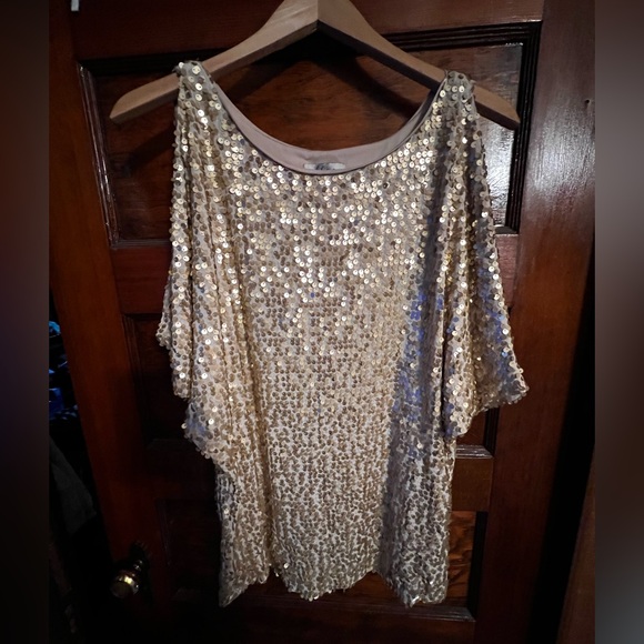 Liliana Tops - Liliana Gold Sequin Blouse